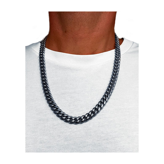 10mm cuban link chain necklace - silver