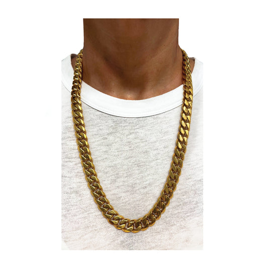12mm cuban link chain necklace - gold
