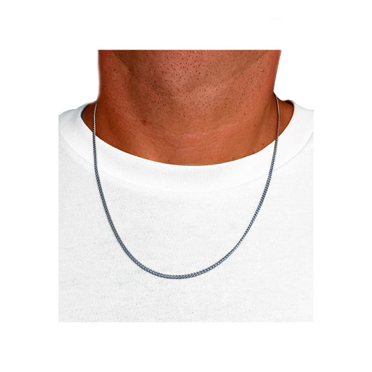 2mm cuban link chain necklace - silver