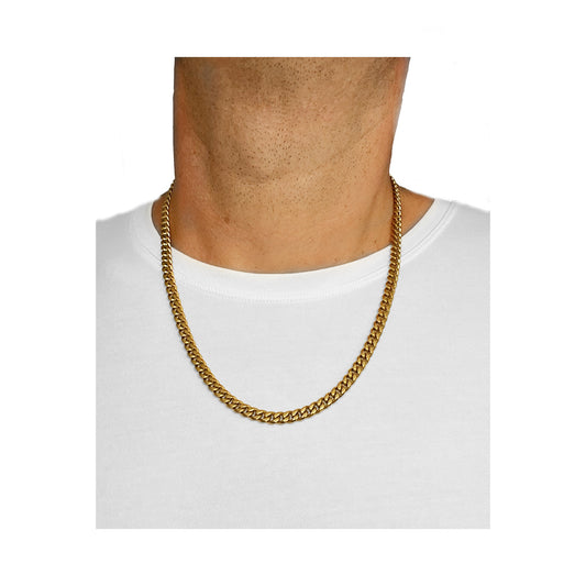 6mm cuban link chain necklace - gold