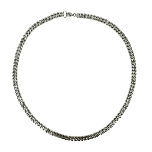 7mm cuban link chain necklace - silver