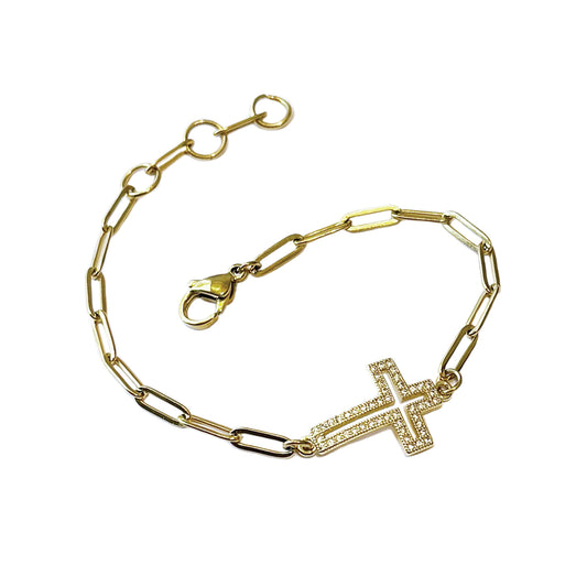 radiant cross bracelet - gold