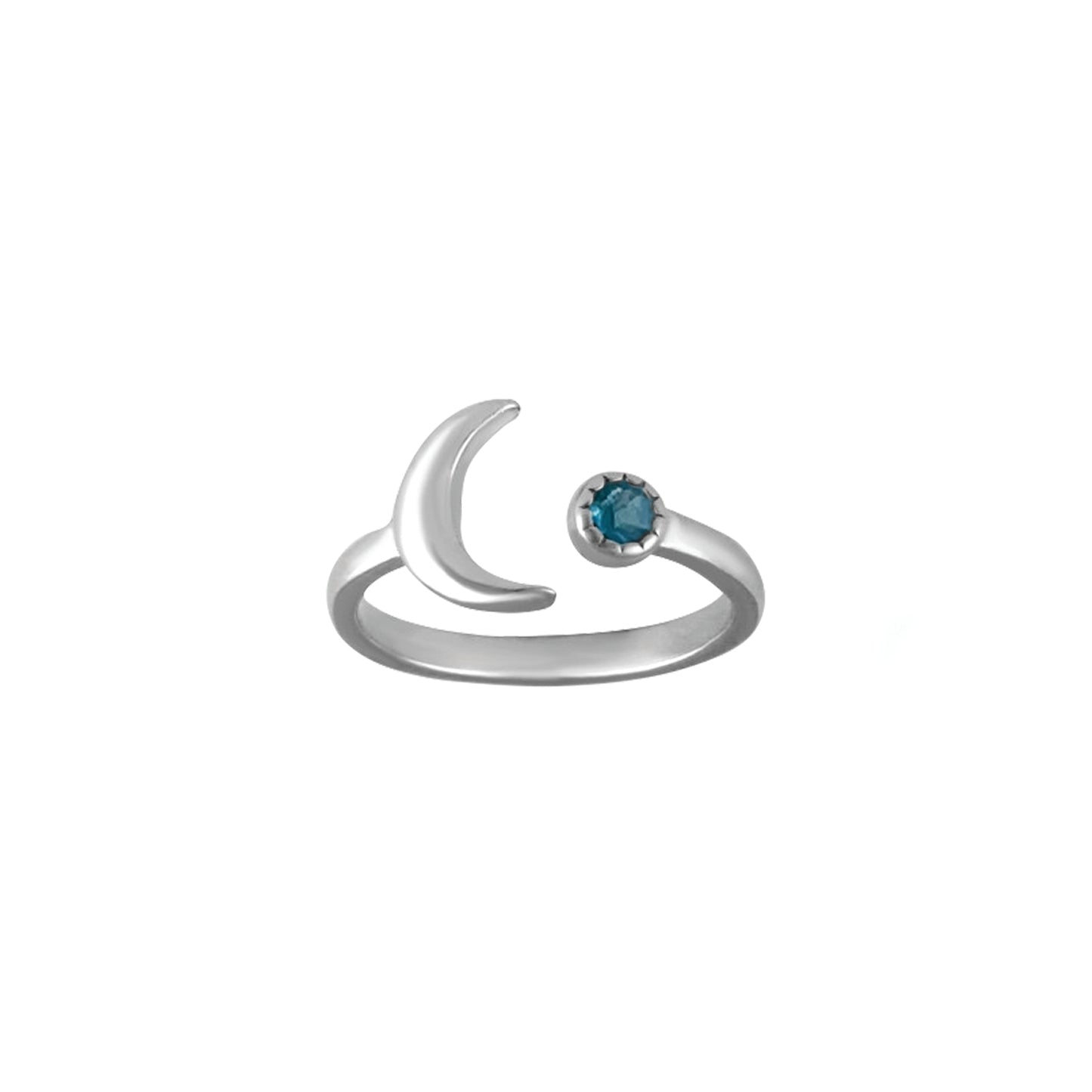 moon and star ring - blue