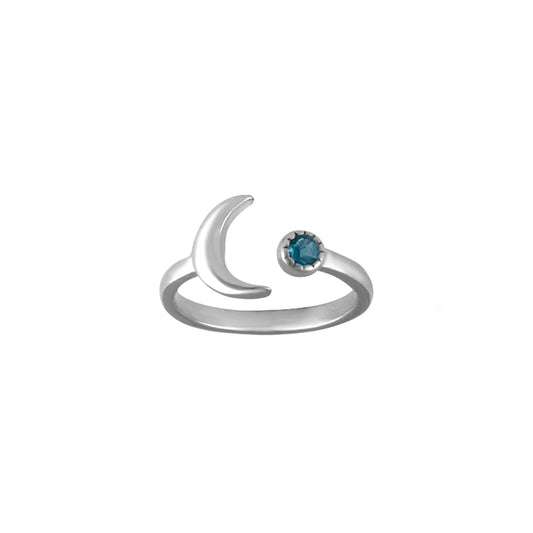 moon and star ring - blue