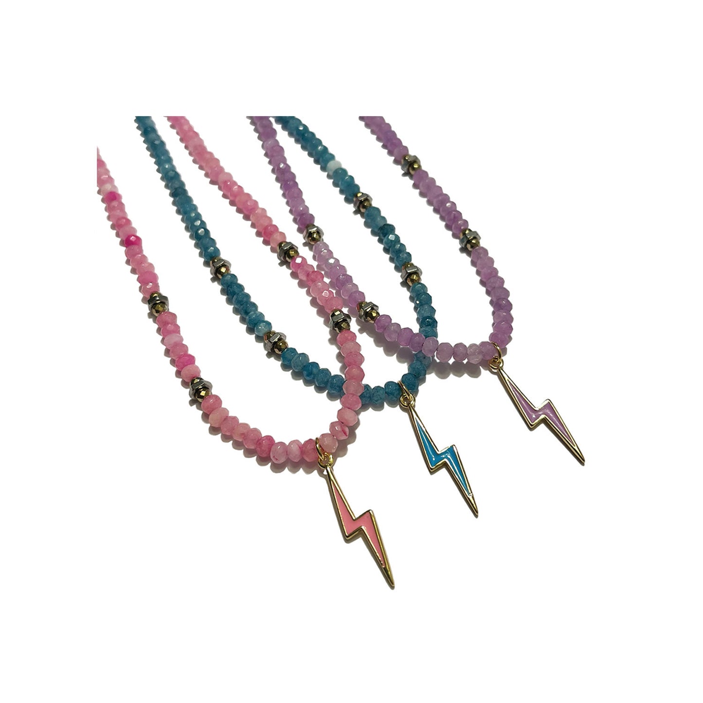 nut and bolt gemstone necklace - 6 colors
