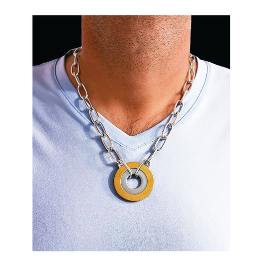 brass stainless pendant necklace
