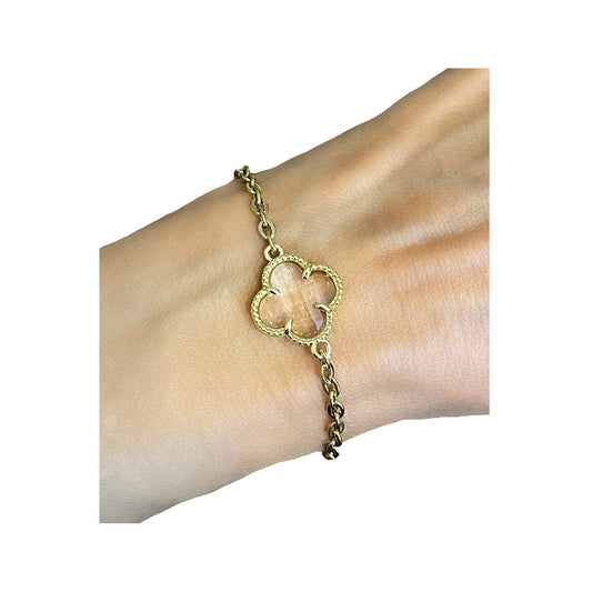 sweet clover bracelet - gold/clear
