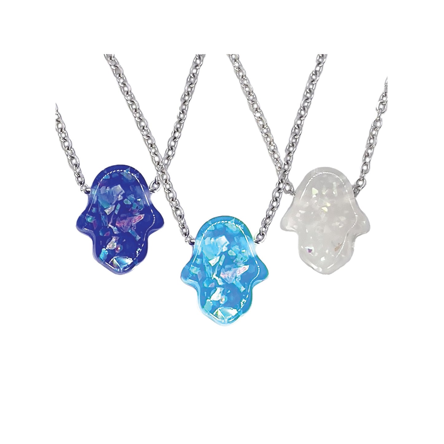 confetti hamsa necklace