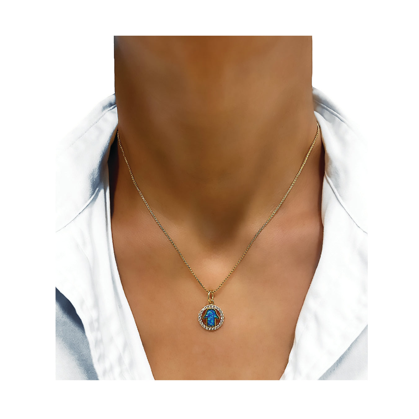 bling hamsa necklace