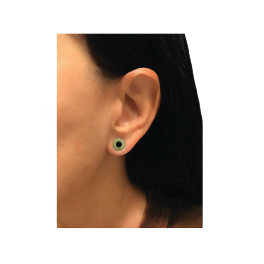 mini brass washer earrings - black