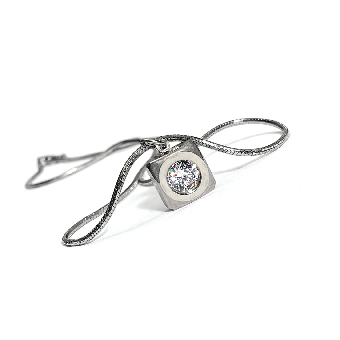 the mini square solitaire necklace