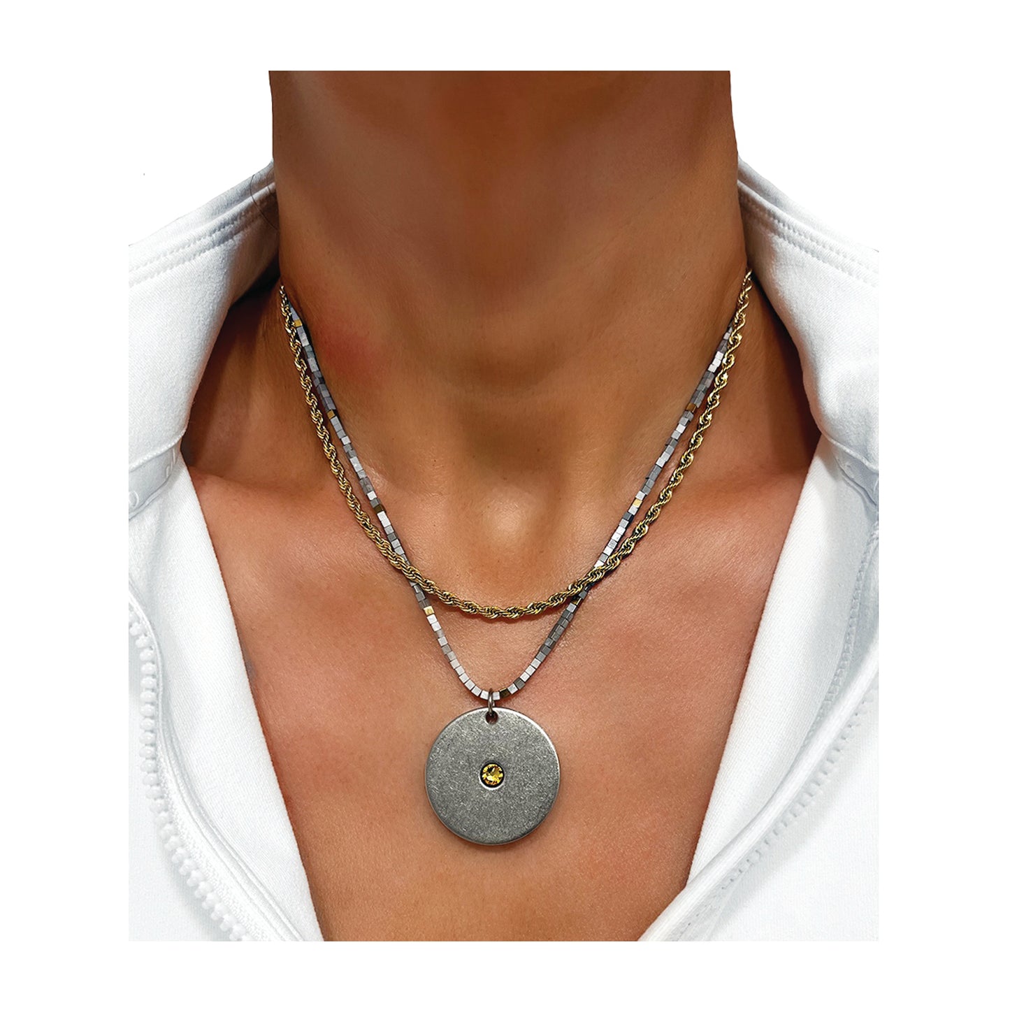 the orbit dual necklace - tiger eye