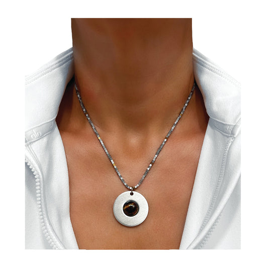 the orbit dual necklace - tiger eye