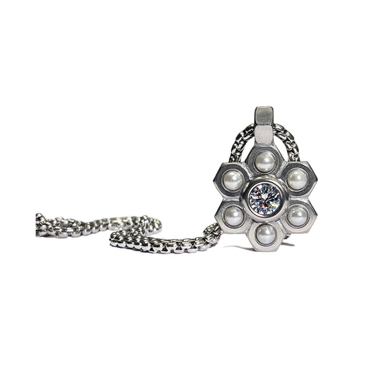 the stainless premier flower necklace - pearl