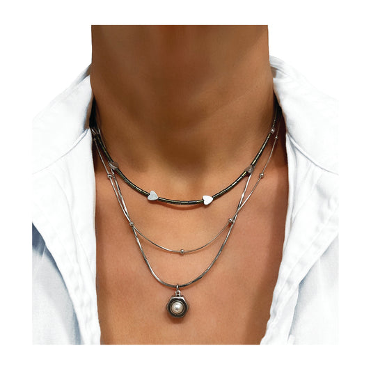 the pearl mini solitaire necklace - stainless