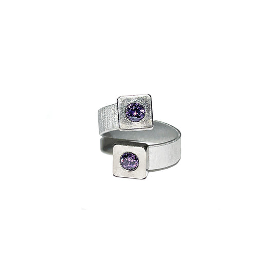 double or nuttin' ring - stainless square/violet