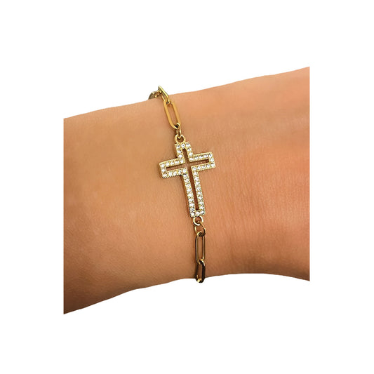 radiant cross bracelet - gold