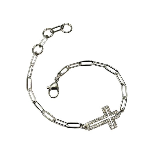 the radiant cross bracelet - silver