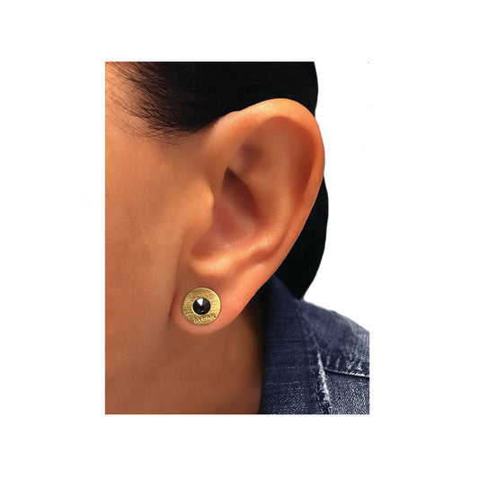 brass iWEAR washer earrings - black