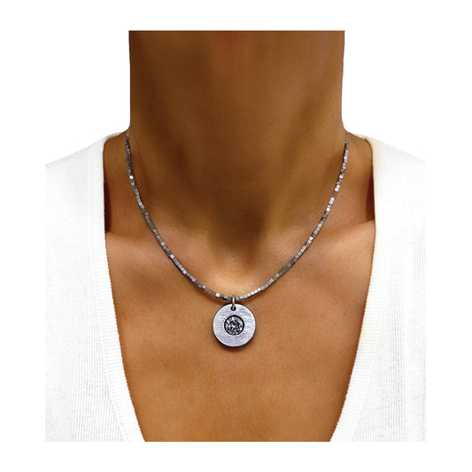 round washer solitaire hematite necklace - aluminum