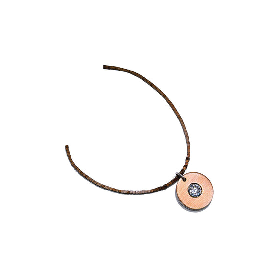 round washer solitaire hematite necklace - copper