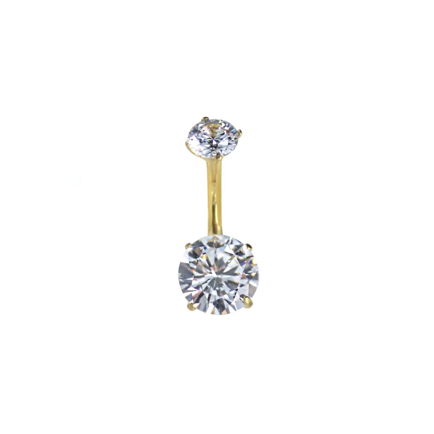 round solitaire belly ring - gold