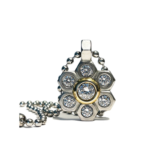 multi metal stainless premier flower - stainless ball necklace