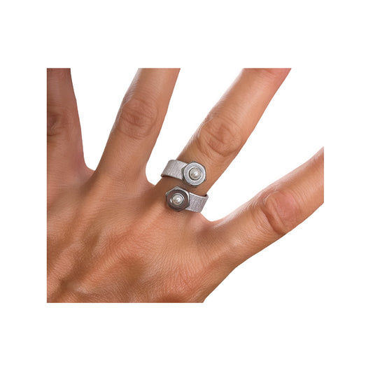 double or nuttin' ring - stainless steel with pearls