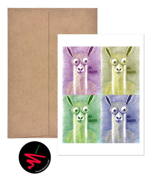 no drama llama andy greeting card