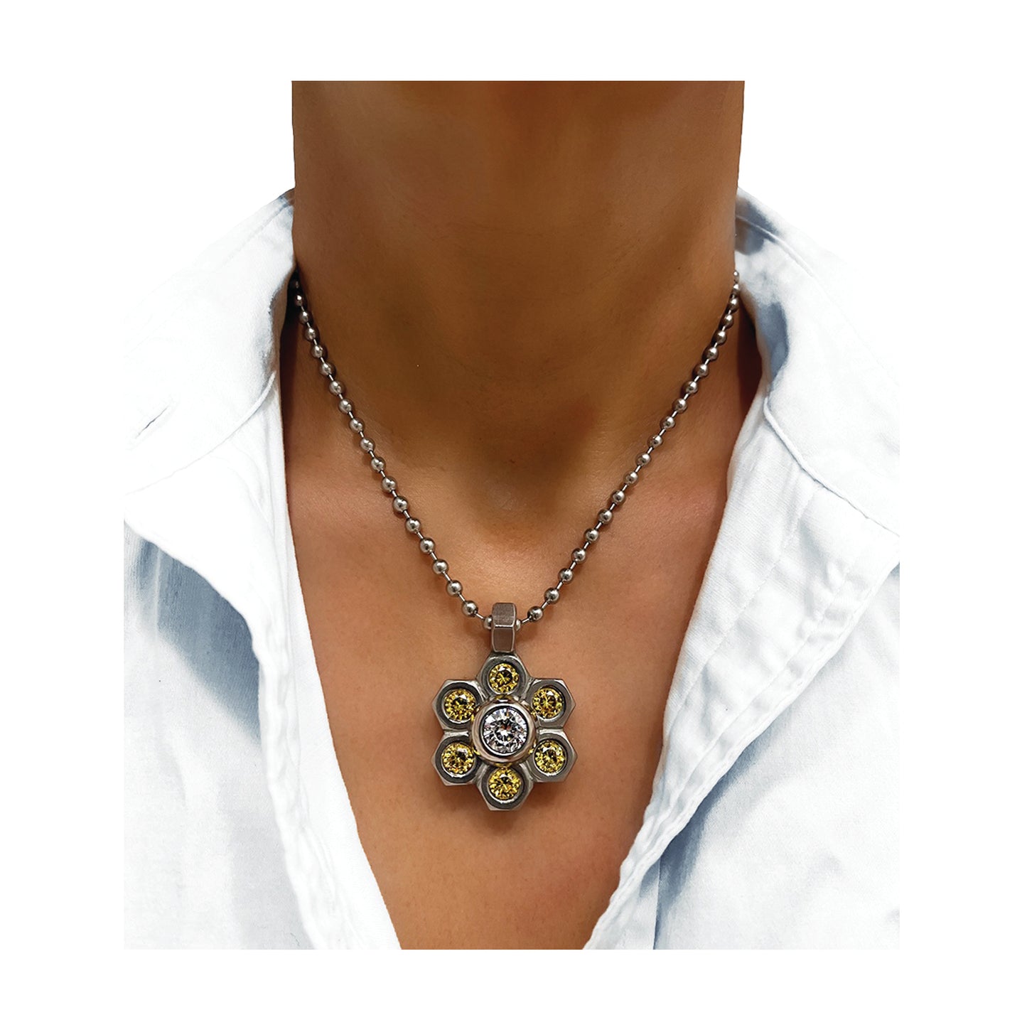 the premier stainless flower - yellow/ball