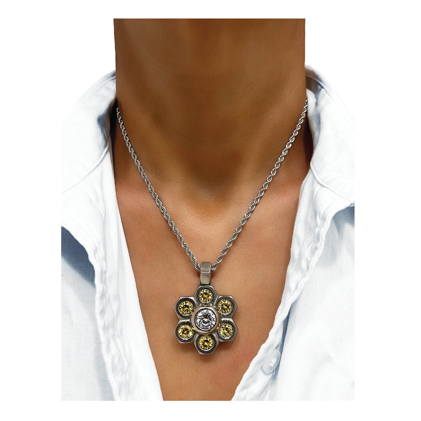 the stainless premier flower - yellow/rope