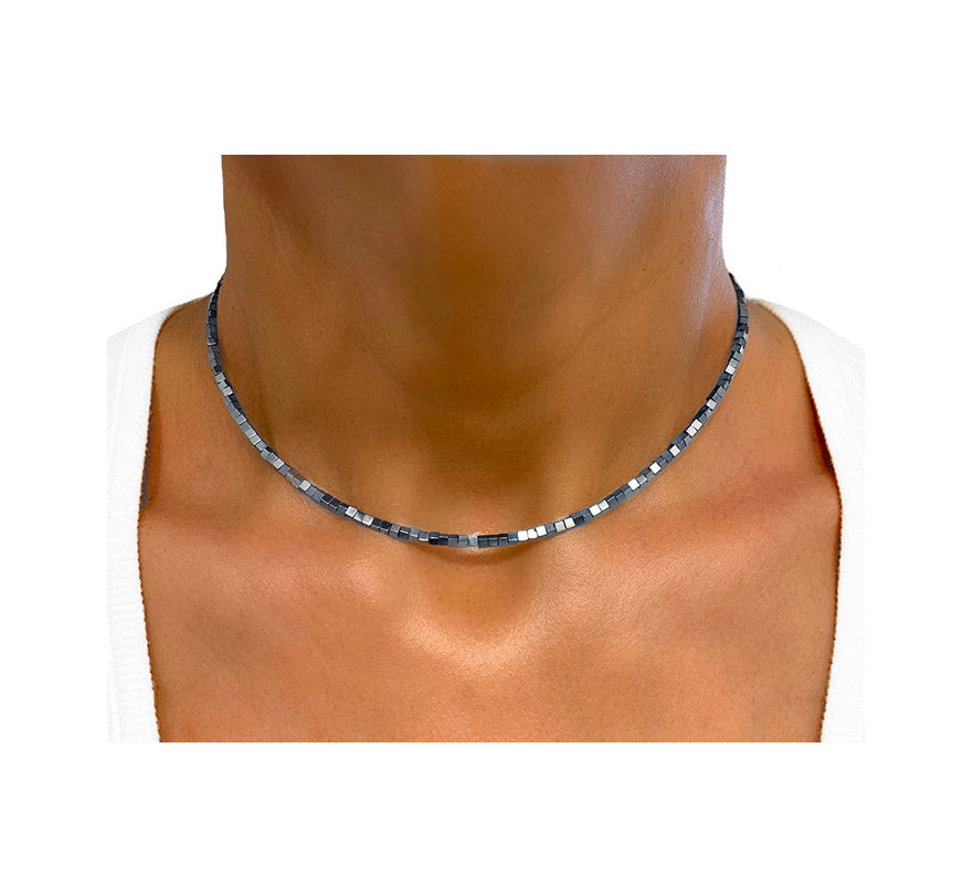 the block party necklace - hematite