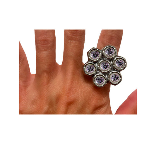 heavy metal petal ring - lavender