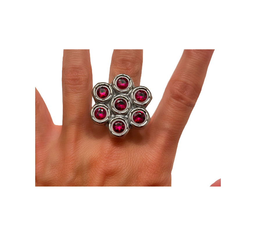 heavy metal petal ring - ruby