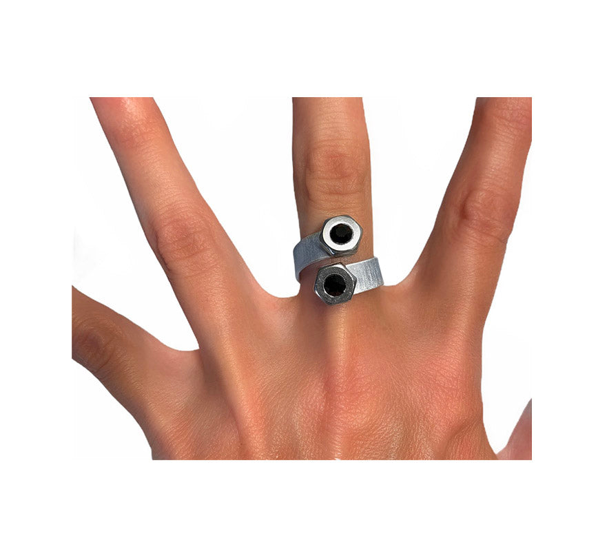 double or nuttin' ring - stainless/black