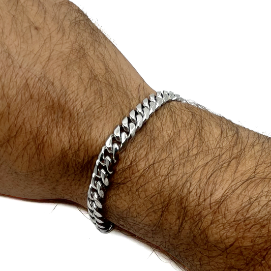 cuban link bracelet - 8mm - silver