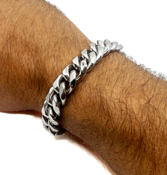 cuban link bracelet - 14mm - silver
