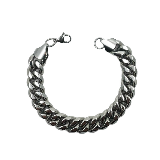 cuban link bracelet - 14mm - silver