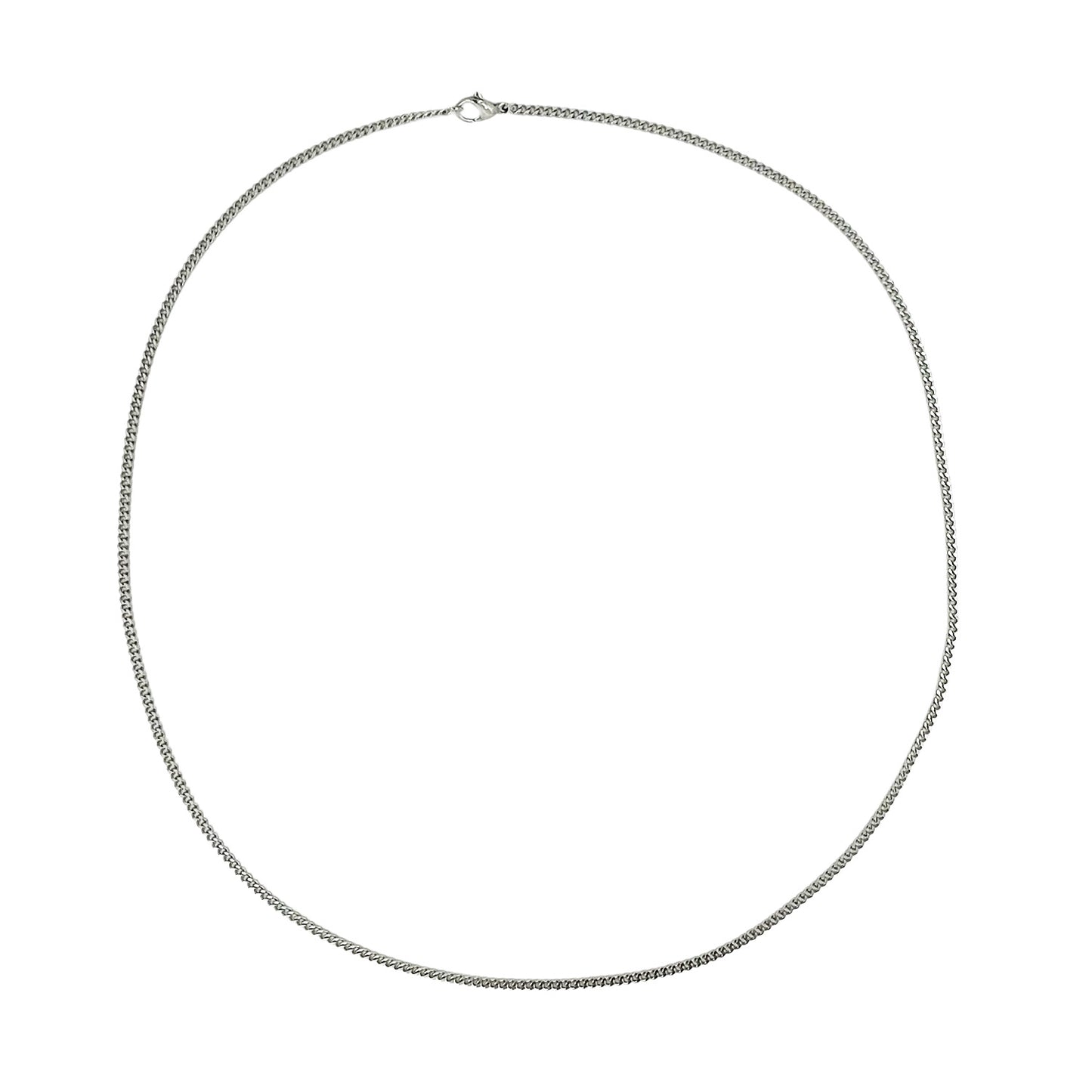 2mm cuban link chain necklace - silver