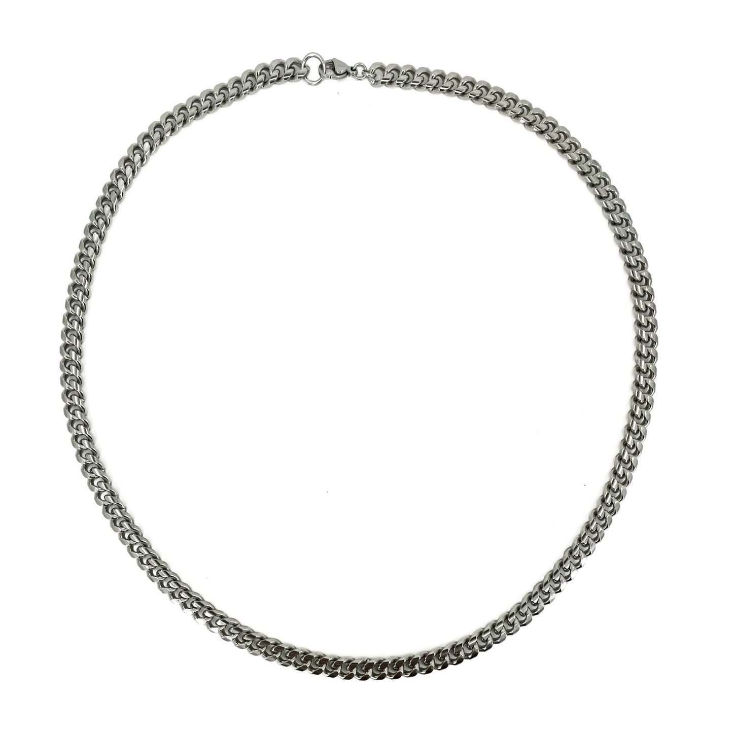 7mm cuban link chain necklace - silver
