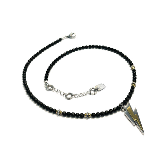 INlightning nut and bolt necklace - onyx