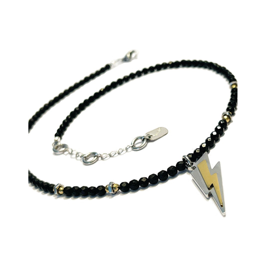 INlightning nut and bolt necklace - onyx