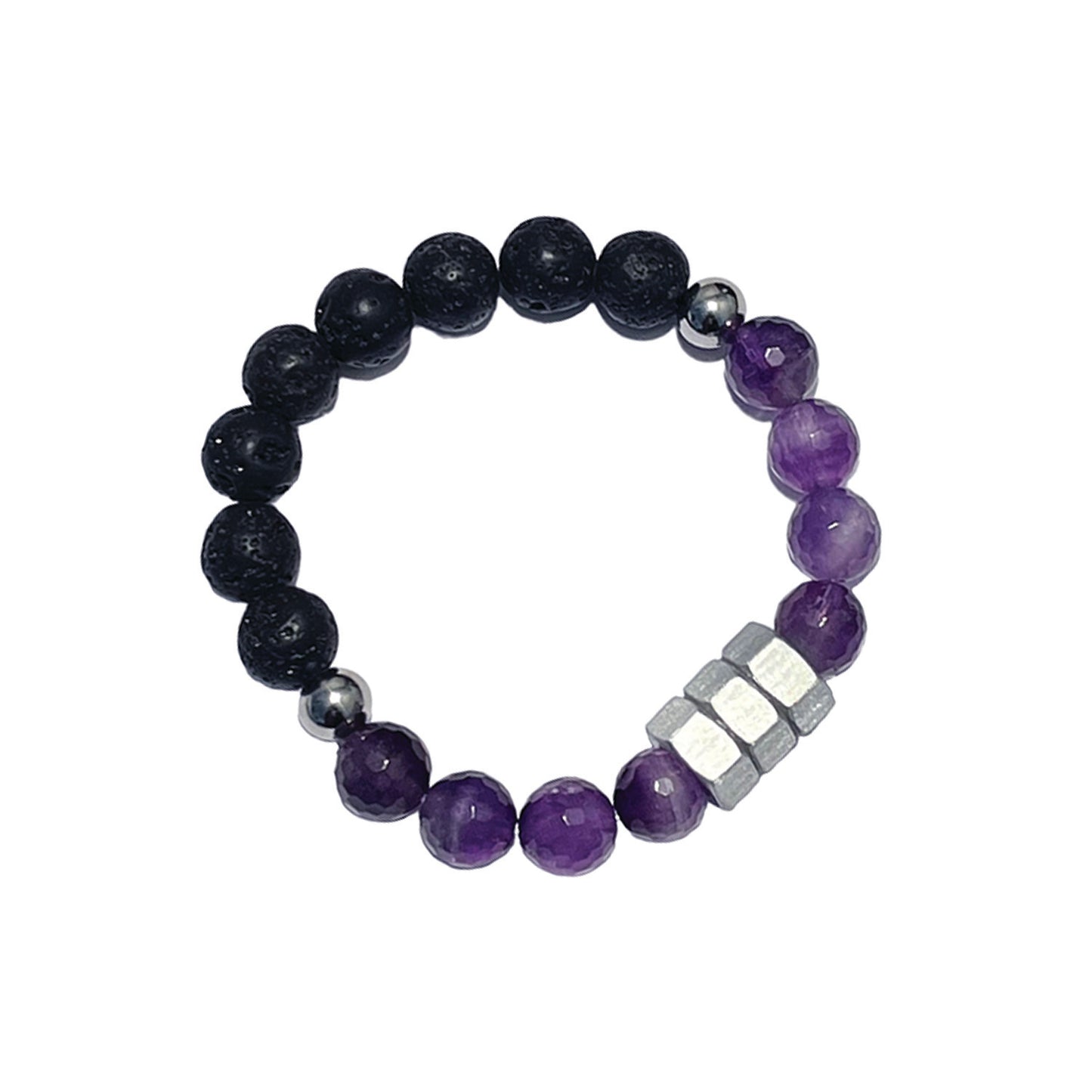 elemental fusion bracelet - amethyst & lava stone