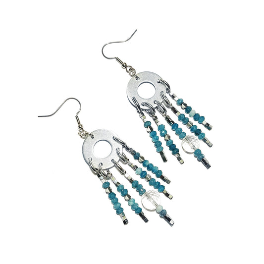 lithos luxe chandelier earrings - agate, quartz & hematite