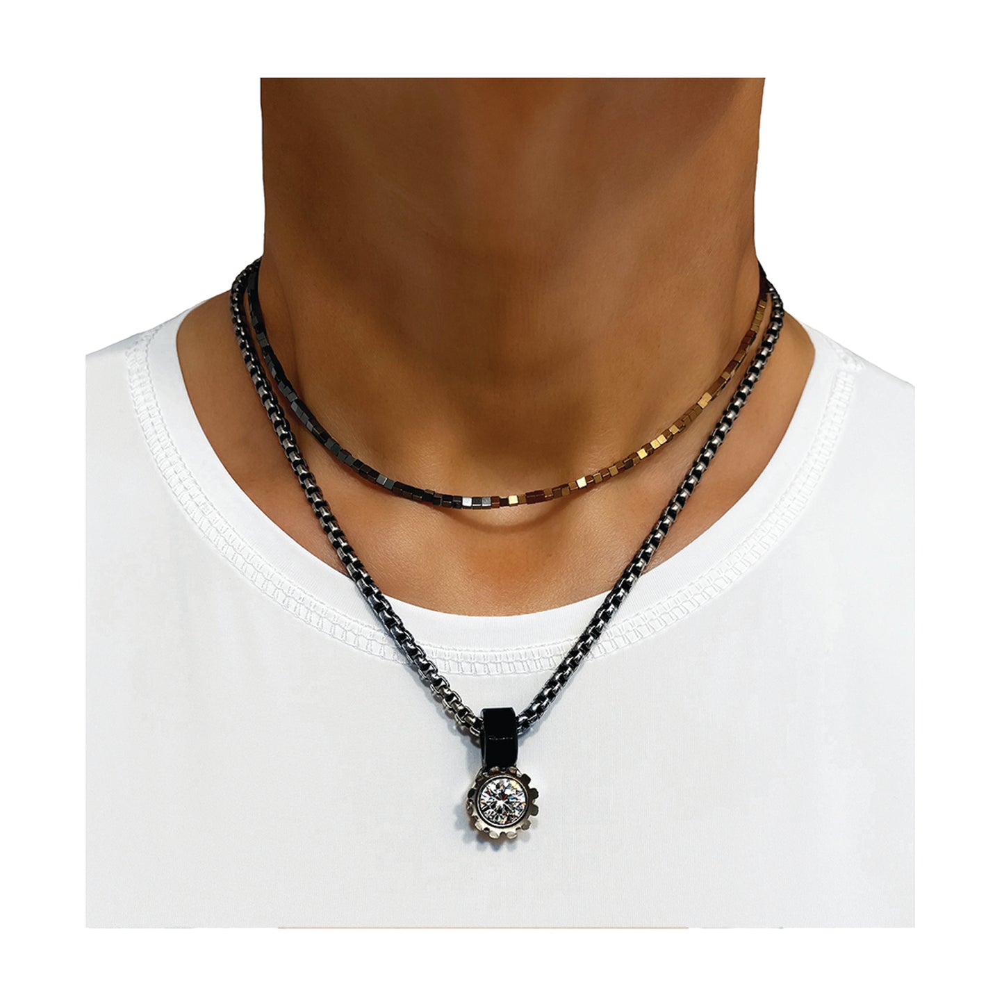 the axistorque solitaire necklace in black
