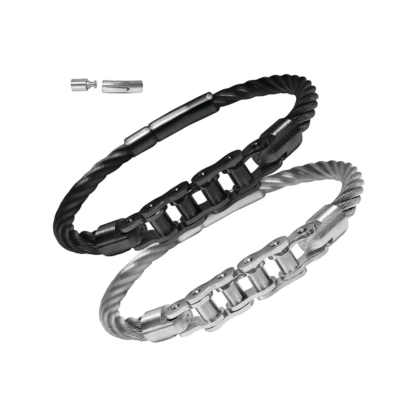 stainless steel bike'n cable bracelet