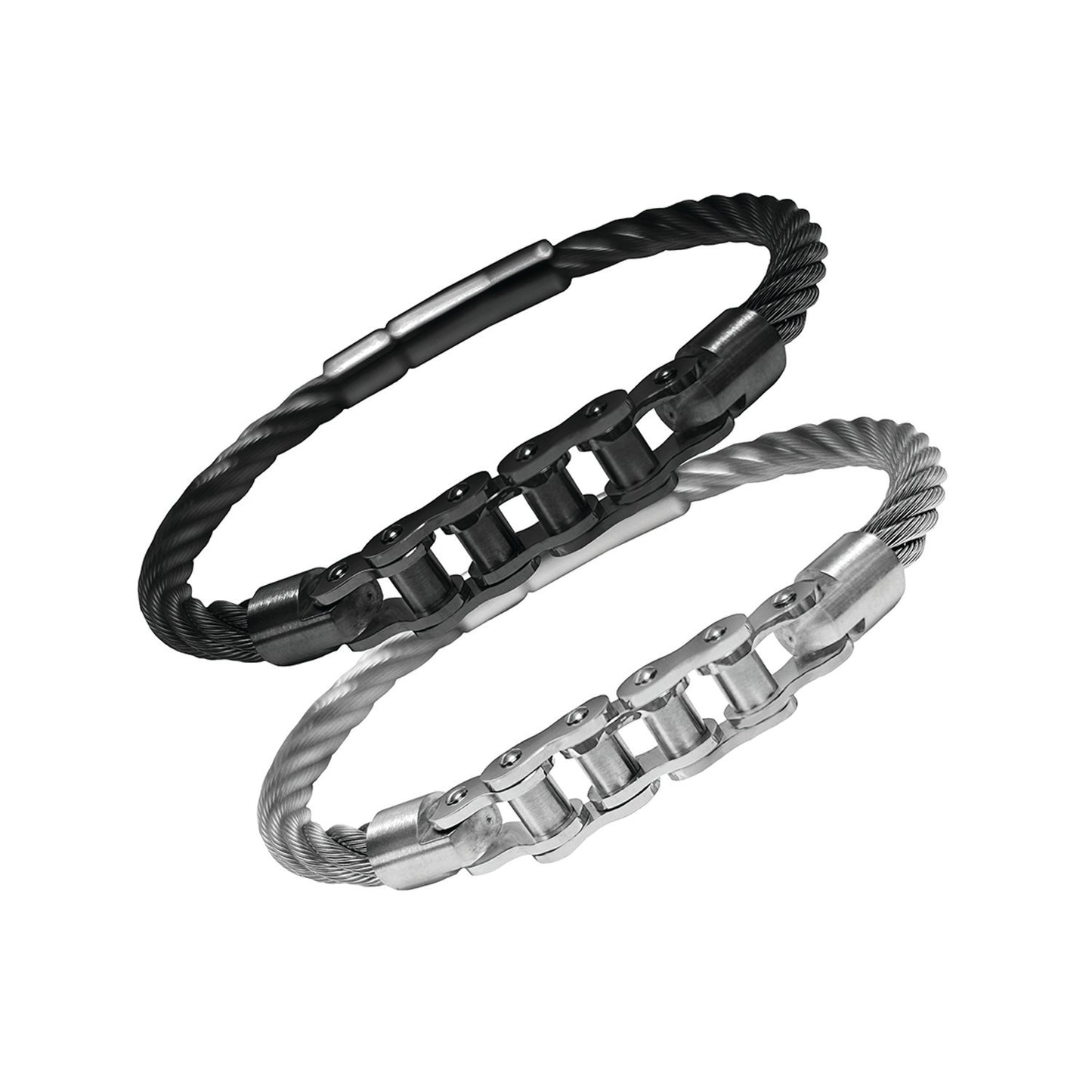 stainless steel bike'n cable bracelet