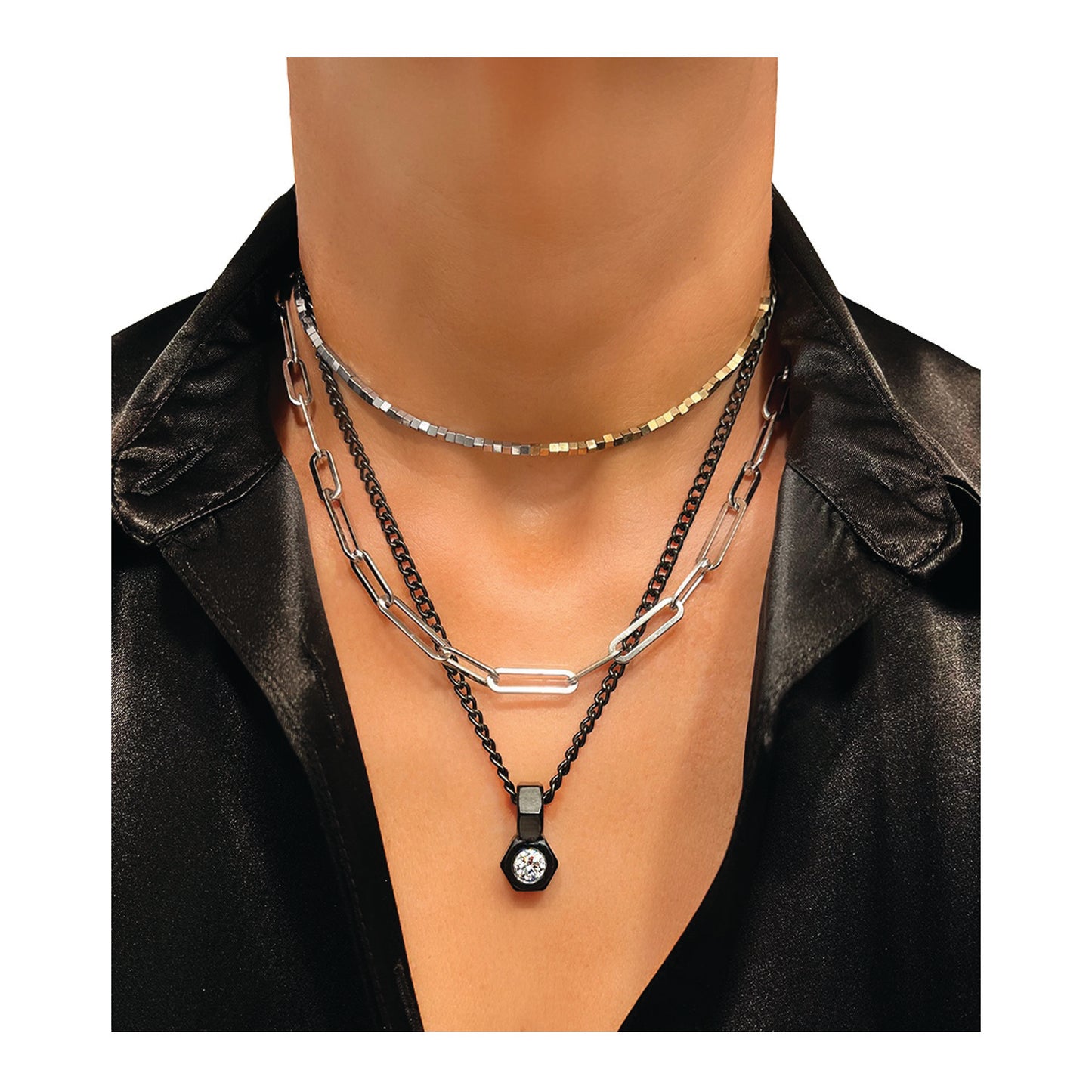 the original black solitaire necklace