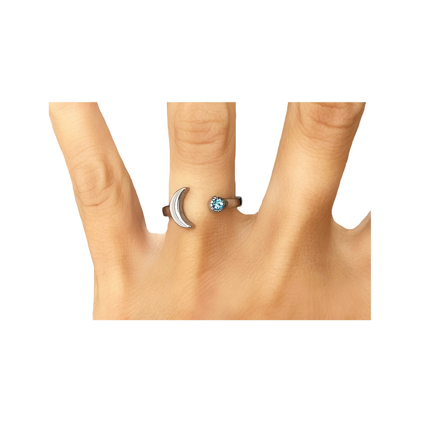 moon and star ring - blue