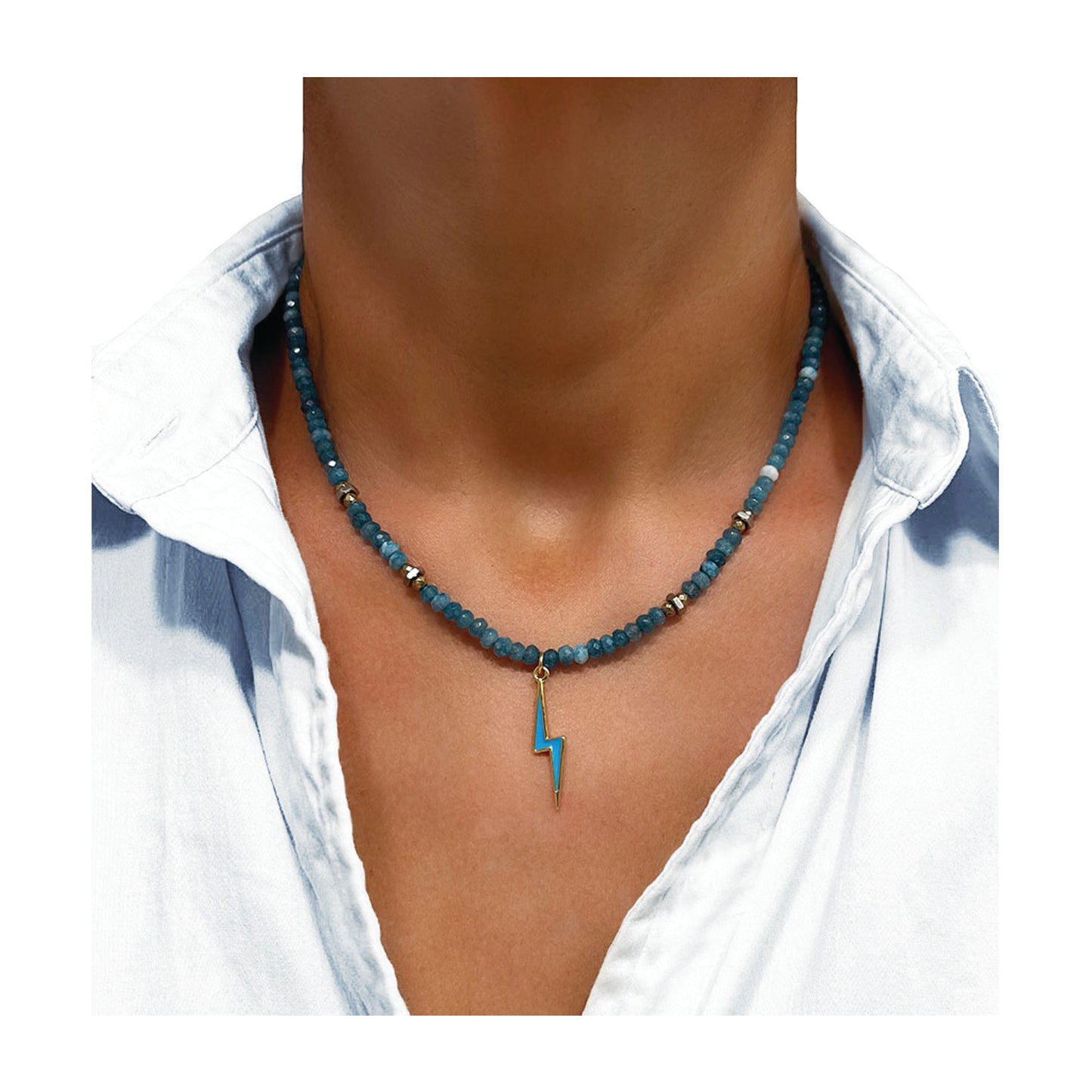 nut and bolt gemstone necklace - agate